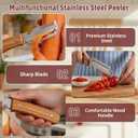 2 x Multifunctional Vegetable Peeler, 3 in 1 Julienne Peeler with Wooden Handle, Vegetable Shredder with Bottle Opener Kitchen Tool for Peeling Veggie Fruit Pineapple Pumpkin Papaya Carrrot(2 Pack)