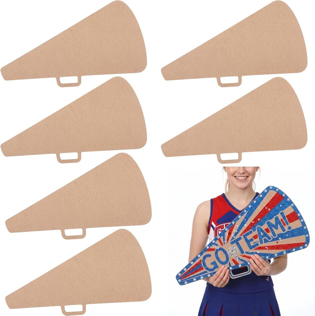 Gerrii 6 Pcs DIY Wooden Megaphone Cutout Craft, 18 Inch, Classic