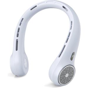 Neck Fan, Portable Neck Fan with LED Display, 4000mAh, 360 Cooling, 3-Speed Adjustment & Whisper-Quiet Operation, Twistable, Rechargeable, Gift for Women Men, Outdoor Indoor as Travel Essential (White)