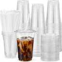 VITEVER [100 Sets - 24oz] Plastic Cups with Lids and Straws, Disposable Cups for Iced Coffee, Smoothie, Milkshake, Cold Drinks - Clear