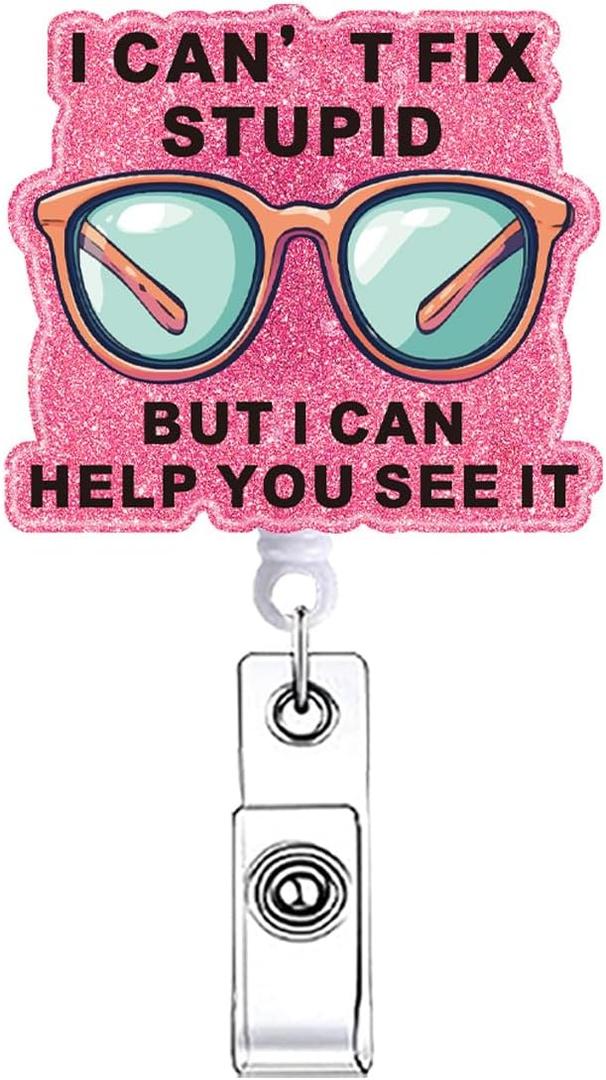 2 x Funny Badge Reel Retractable for Nurse I Can't Fix Stupid But I Can Help You See It Nursing Badge Holder with Alligator Clip Cute Healthcare LPN RN CNA LPN Medical Badge Clip ID Card Accessories