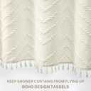 Siiluminisoy Boho Farmhouse Shower Curtain, 72 x 72 Tufted Chevron Textured Striped Modern Farmhouse Minimalist Cream Shower Curtain for Bathroom