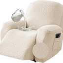 Gennia Waterproof Recliner Chair Cover,Stretch Reclining Sofa Covers with Pockets,Washable Lazy Boy Recliner Slipcovers,Leakproof Couch Protector for Kids, Pets, Dog and Cat (1 Seat, Beige)