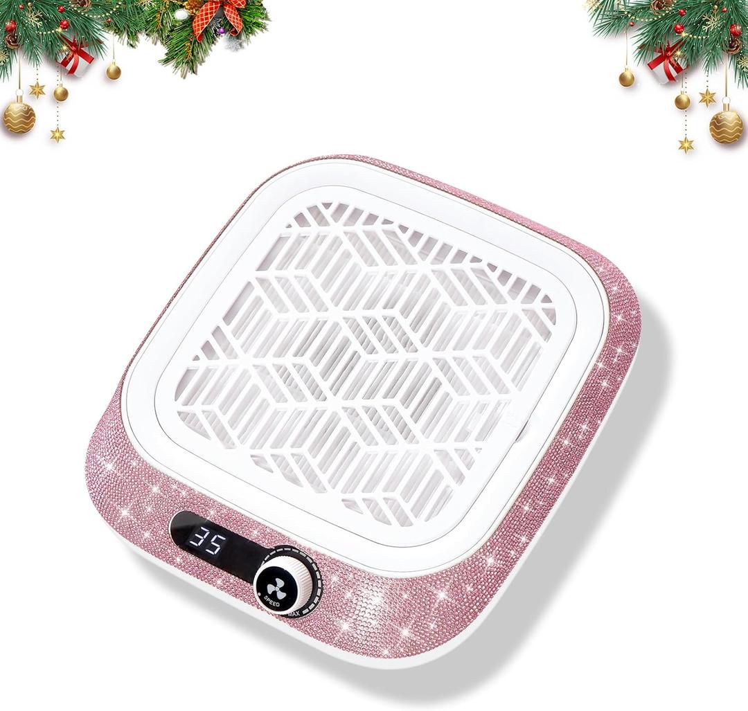 Professional Nail Dust Collector, 450Pa Suction & 3500 RPM Dust Collector Nail Tech, Compact Beginner-Friendly Salon Tool with Reusable HEPA Filter Salon & Home Use (Pink Diamond)