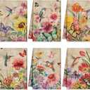 Patelai 6 Pcs Vintage Flowers Kitchen Towels Butterfly Summer Spring Dish Hand Towels Hummingbirds Absorbent Washcloth for Fall Home Housewarming Gift, 21.26 x 14.17''(Bright Color,Hummingbird)