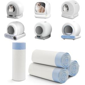 80 Count 19.6" x 18" Cat Litter Box Liners for Self-Cleaning Cat Litter Box, Replacement Automatic Litter Box Liners, 4 Rolls Drawstring Trash Bags for Robot, Extra Thick4 Packs/80 Counts