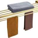 KOKOSIRI 32'' Towel Shelf Holder Bathroom Towel Rack with Two Bath Towel Bars Rails SUS304 Stainless Steel Wall Mount, Brushed Gold B6003BG-L32