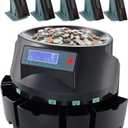 VEVOR USD Coin Counter & Coin Sorters with LCD Display, Coin Sorter Machine for USD Coin 1￠ 5￠ 10￠ 25￠ $1, Sorts up to 300 Coins/min, Change Counter Holds 2000 Coins Included 5 Coin Bins & 5 Tubes