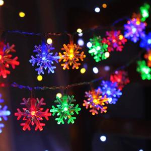 CESOF Christmas Lights Multicolor 20 FT 40 LED Multi Colored Snowflake String Lights Battery Operated Colorful Fairy Light for Bedroom Party Home Xmas Decor Christmas Tree Decorations