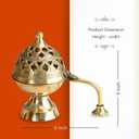 Brass Dhoop Dani with Handle for Puja | Traditional Brass Incense Burner with Dome Lid | Decorative Dhoop Holder for Temple, Home & Spiritual Use (5 x 5)