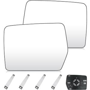Driver Left and Passenger Right Side Heated Mirror Glass Compatible with 2004-2014 Ford F-150, Side View Exterior Mirror with Rear Holder, Replacement for 4L3Z-17K707-DB 4L3Z-17K707-DA