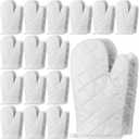 Geyoga 12 Pairs Oven Mitts Heat Resistant Kitchen Long White Oven Gloves Mitts Thick Cotton Winter Quilted Baking Flexible Glove Bulk for DIY Iron on Transfers Cooking BBQ Picnic Kitchen 10.6 Inch