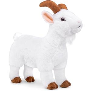 FRANKIEZHOU Lifelike Goat Stuffed Animal- White 11.5", Soft Sheep Model Plush Toy,Girl Toys,Gifts for Kids,Cudding Toy