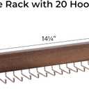 StorageWorks Tie Rack with 20 Hooks, 2-Pack Wall-Mounted Wooden Hangers for Neckties, Belts, Hats, Natural Walnut Color