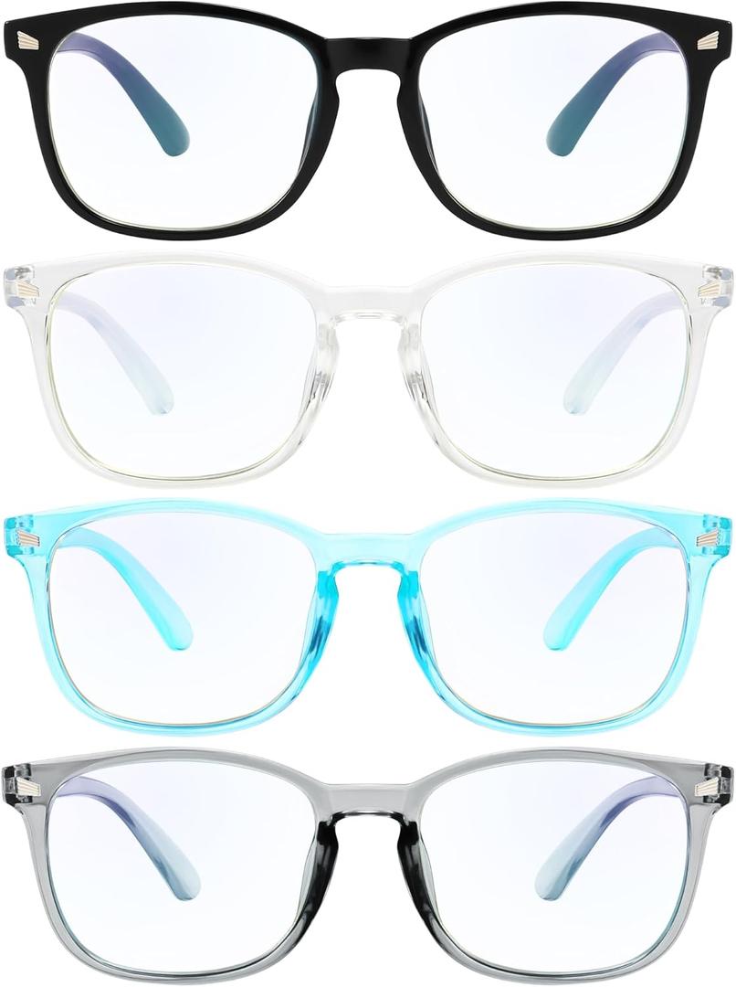 MIGSIR Blue Light Blocking Glasses for Computer Gaming, Fashion Fake Helps Reduce Screen Fatigue Eyeglasses for Women Men (A1 4 Pack Mix)