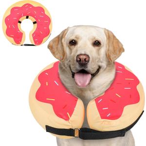 MIDOG Soft Inflatable Dog Cone, Donut E-Collar Alternative for After Surgery, Prevents Licking, Allowing Normal Eating & Vision, Comfortable Recovery Collar for Dogs & Cats, Pink-XL