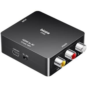 HDMI to RCA Converter, HDMI to AV Adapter Video Audio Converter Supports PAL/NTSC for Older TV, TV Stick, DVD, Android TVs Box