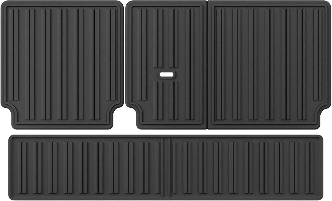 LUCKEASY 3PCS Trunk Mat & Backrest Mat for to-yota Sequoia(7-Seat) 2024 2025 Floor Mats All-Weather Protector Mat Anti-Slip TPE Black