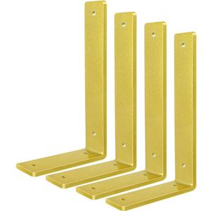 Gold Floating Shelf Bracket 8 Inch, 4 Pack Heavy Duty Shelf Brackets, Wall Shelf Bracket for DIY Decorative with Mounting Hardware (L 8" x H 6" x W1.5")