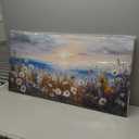 crmotu Coastal Daisy Flower Wall Art, Seaside Sunset Landscape Large Artwork, Beach Wildflower Rustic Pictures Canvas Prints, Seascape Blue Paintings Wall Decor Living Room Bedroom Kitchen 20X40 In