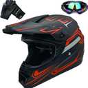 Kids Dirt Bike Helmet ATV Off-Road 4 Wheel Off-Road Vehicle Helmets with GloveDOT (Small, BLUE)