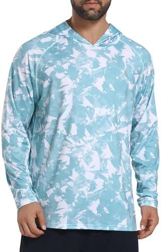 Pack Of 2 Light Face Men's UPF 50+ Sun Protection Hoodie Shirts Long Sleeve Rash Guard Fishing Hiking SPF UV Shirt Quick Dry, M