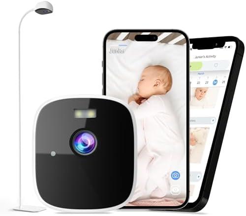Instababy Smart Baby Monitor with Floor Stand, 2K Crib Camera with AI Breathing Monitor, No Wearables WiFi Baby Camera, Night Vision, Baby Sleep Tracker, Cry & Motion Alerts, Diaper & Feeding Record