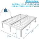 Full Size Bed Frame 14 Inch White, Metal Bed Frame Full with Gaskets, No Box Spring Needed, Heavy Duty Steel Plarform Supprt, Rounded Corner Design, Reserved Holes, Noise Free, Storage Space