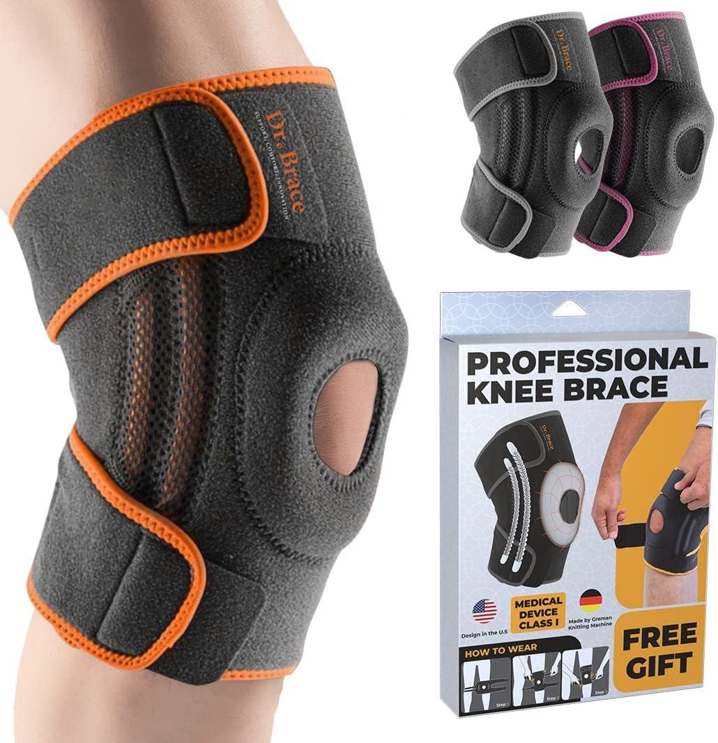 DR. BRACE ELITE Knee Brace with Side Stabilizers & Patella Gel Pads for Maximum Knee Pain Support and fast recovery for men and women-Please Check How To Size Video (X-Large, Mars)