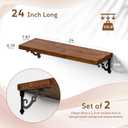 Solid Wood Floating Shelves for Wall with Metal Brackets, 24 Inch