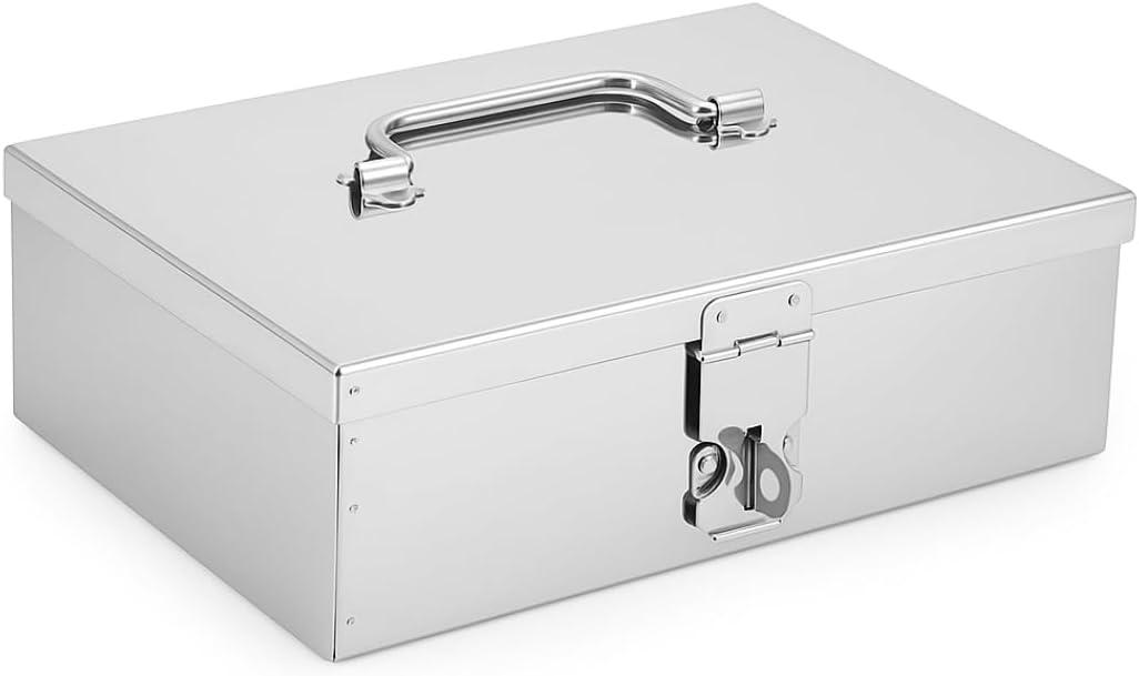 Bin Buddy Stainless Steel Storage Box for Padlock | 9" x 6" x 2.75" Design | Great For Storing Jewelry, Passport, Cash, Valuables, Small Items, & More