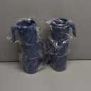 Wrova 16oz Wheat Straw Cups with Handles Set of 6-Plastic Cups Reusable-Unbreakable Kids Mugs-Dishwasher Safe & Microwave Safe-Ideal Plastic Mugs for Tea,Coffee,Camping,RV-Navy Blue