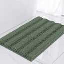Turquoize Luxury Chenille Bath Rug for Bathroom Rugs Extra Absorbent Bath Mat Non Slip Microfiber Shower Rug for Bathroom Microfiber Shaggy Carpet Rug Size, 17"x 24", Green Bay