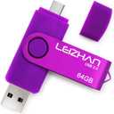 Micro Flash Drive 64GB Micro USB Dual Drive Memory Stick Android Phone Pendrive USB 2.0 Picture Stick for Samsung Galaxy, Xiaomi,LG,Sony, One-Plus,HTC, Meizu, Purple