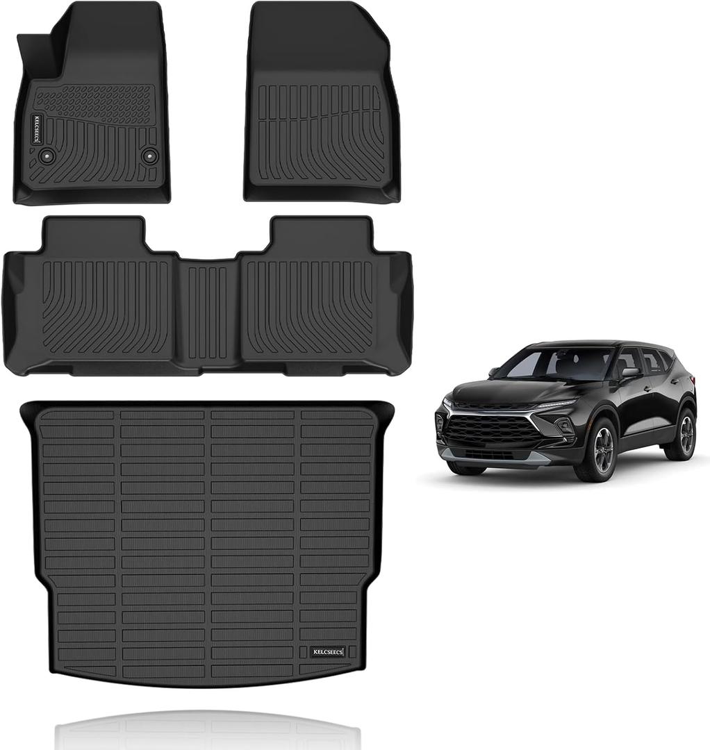 KELCSEECS All Weather Floor Mats & Cargo Liner Set Custom for Chevy Blazer 2025 2024 2023 2022 2021 2020 2019 Car Trunk Mat Chevrolet Blazer Automotive Accessories