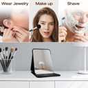 2 x gogofree Foldable Desktop Mirror, 8"  6" Adjustable Angle Makeup Mirror with Stand, Black Small Mirror for Travel Camping and Home (Black)