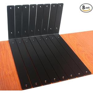 8 Pack  L 14" x H 8" x W1.5, 5mm Thick Black L Shelf Bracket, Iron Shelf Brackets, Metal Shelf Brackets, Floating Shelf, Shelf Supports with Screws