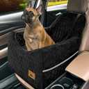 Dog Car Seat for Small/Medium Dogs, Memory Foam Dog Booster Seat, Travel Safety with Washable Removable Cover, Storage Pockets for Dogs up to 35 lbs(Black)