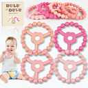 4 Pack Silicone Baby Teething Toys, Teething Rings for Babies 0-6 6-12 Months Newborn Baby Teethers Girl Relief Soothe Baby's Gums Infant Toys Gifts Baby Girls Boys