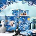Glenmal 24 Pcs First Trip Around the Sun Party Bags for Boy 1st Birthday Supplies Planet Birthday Goodie Gift Candy Treat Paper Bags for Kid Baby Shower 1st Outer Space Party Favors Decor