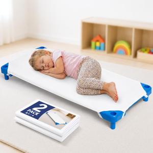 Comfyanno Cot Sheets for Daycare Standard Size - Fits 23" x 52" Cot, 2 Pack, Daycare Essentials, Soft & Comfortable Fitted Cot Cover, Preschool Kids Nap Time Sheets, Brushed Microfiber - White