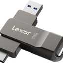 Lexar D40E 128GB Dual USB 3.2 Gen 1 Type-C Jump Drive, USB-C Flash Metal Housing Swivel Design Thumb Drive (Titanium Grey)