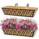 Amazon.com : 2 Pack 24 Inch Window Boxes Planters Railing Planter Box with Adjustable Brackets for Porch Fence Patio Balcony Hanging Flower Baskets with Coco Liners for Outdoor Garden Dcor - Black : Patio, Lawn & Garden