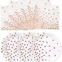 CENLBJ Rose and Gold Paper Plates- 100 Pack- 50 x 9 Paper Plates & 50 x 6.5 Napkins, Blue Plate and Napkins Party Supplies for Baby Shower,Birthdays Receptions and All Occasions