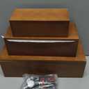 3 Pcs 3 Size Wooden Cable Box Organizer Set with 130 Pcs Cable Management Kit, Desk Cord Hider Cord Holder to Hide Wires Power Strips(Walnut Color)