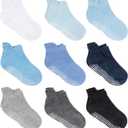 Zaples Baby Non Slip Grip Ankle Socks with Non Skid Soles for Infants Toddlers Kids Boys Girls (4-7 Years, Boys - 9 Pairs)