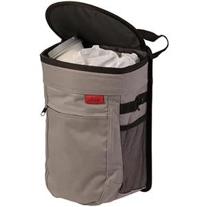 Lusso Gear Spill-Proof Car Trash Can - 2.5-Gallon Gray Round - Easy-Clean Removable Liner & Leak-Proof Design - Hanging Camping Trash Bag Holder & Car Organizer