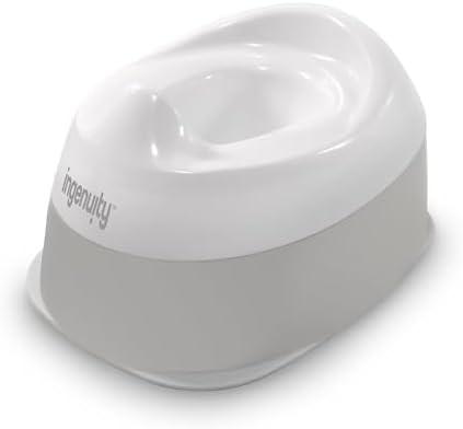 Ingenuity Ready Set Go Potty Training Toilet, Removable Bowl, Non-Skid Bottom, Wide Stable Base, Age 18 Months & Up, White & Grey
