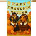 IVN Happy Thanksgiving Dogs Garden Flag 12x18 Inch Double Sided Autumn Harvest Pumpkin Outdoor Yard Flag for Home Front Door Lawn Porch Patio Decor