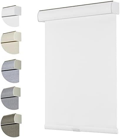 Persilux Window Blinds Cordless 100% Blackout Roller Shades for Window Shades with Textured Fabric (White, 34"W x 72"H) UV Protection Thermal Insulated Roller Blinds for Windows, Home, Bedroom, Door